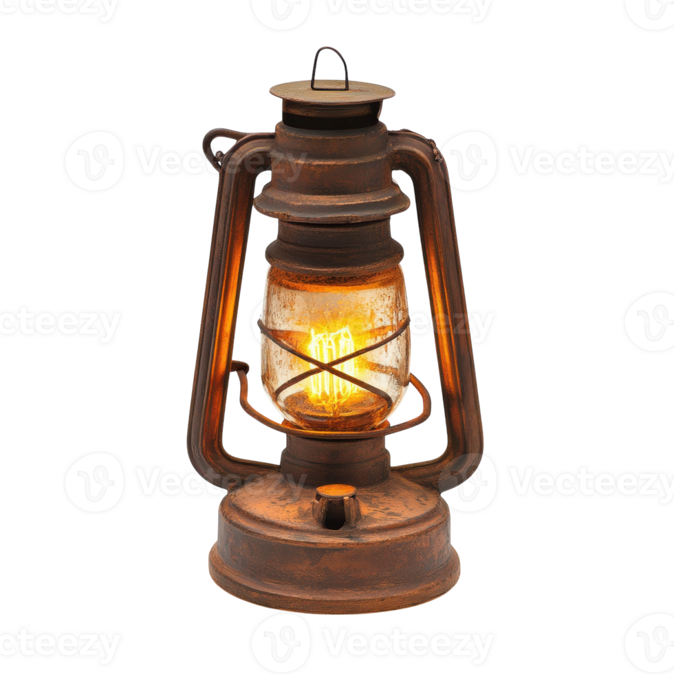 Rustic Lantern Warm Glowing Light on transparent background. png