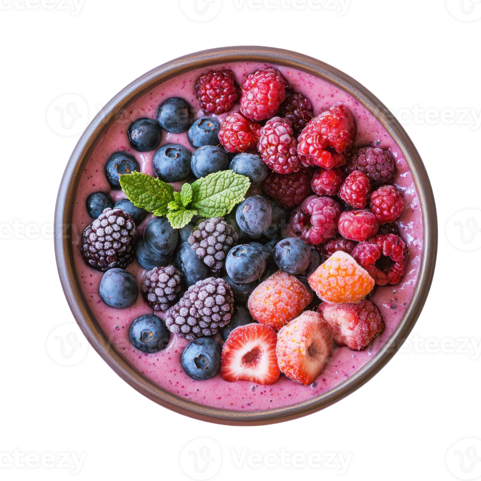 Delicious Berry Smoothie Bowl on transparent background. png