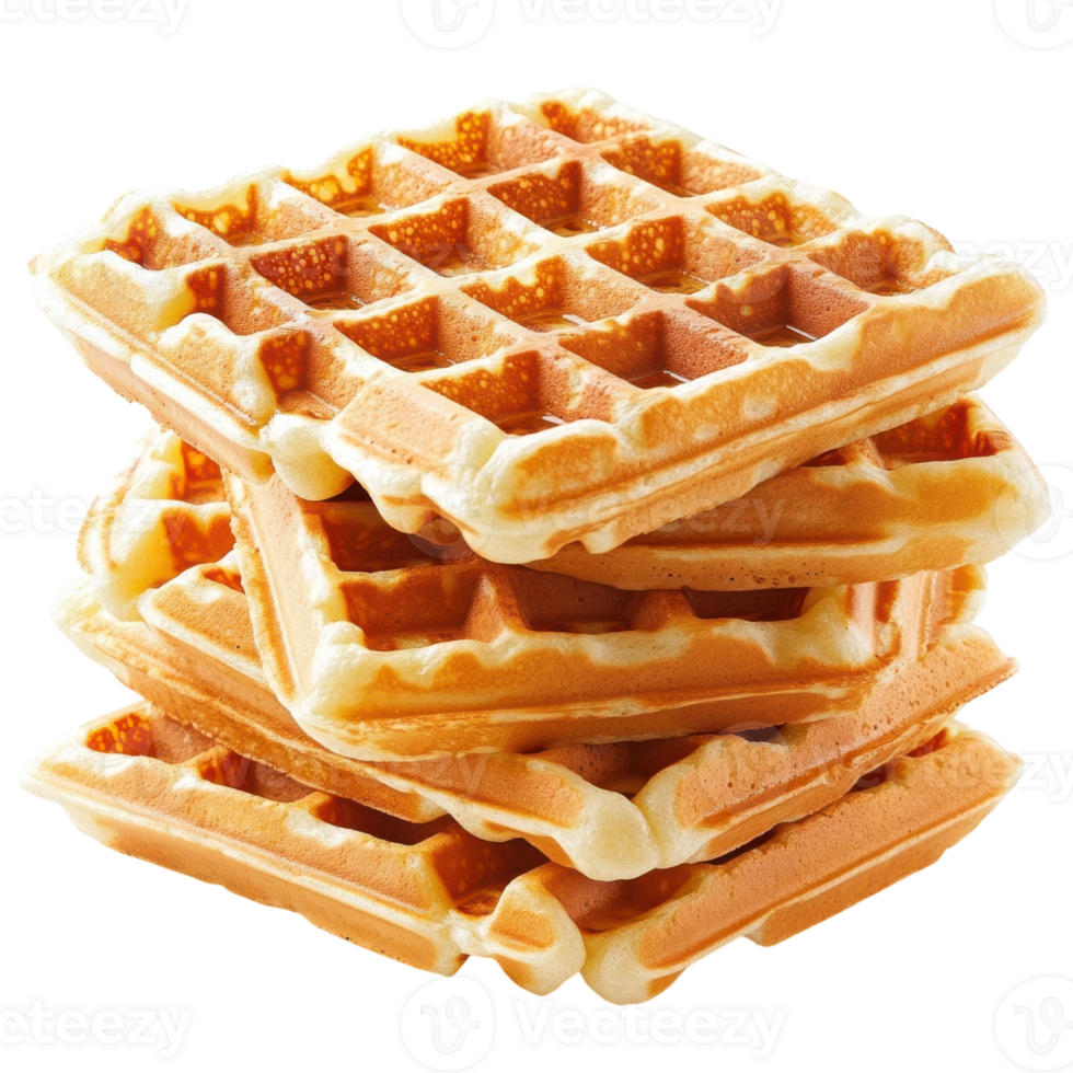 Delicious Fluffy Waffles on transparent background. png