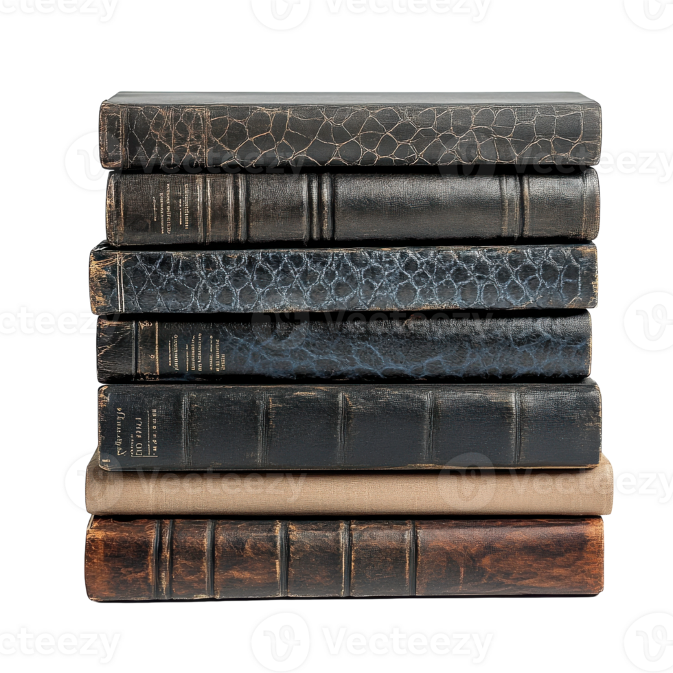Hardcover Books Stack Library, Reading, Knowledge on transparent background. png