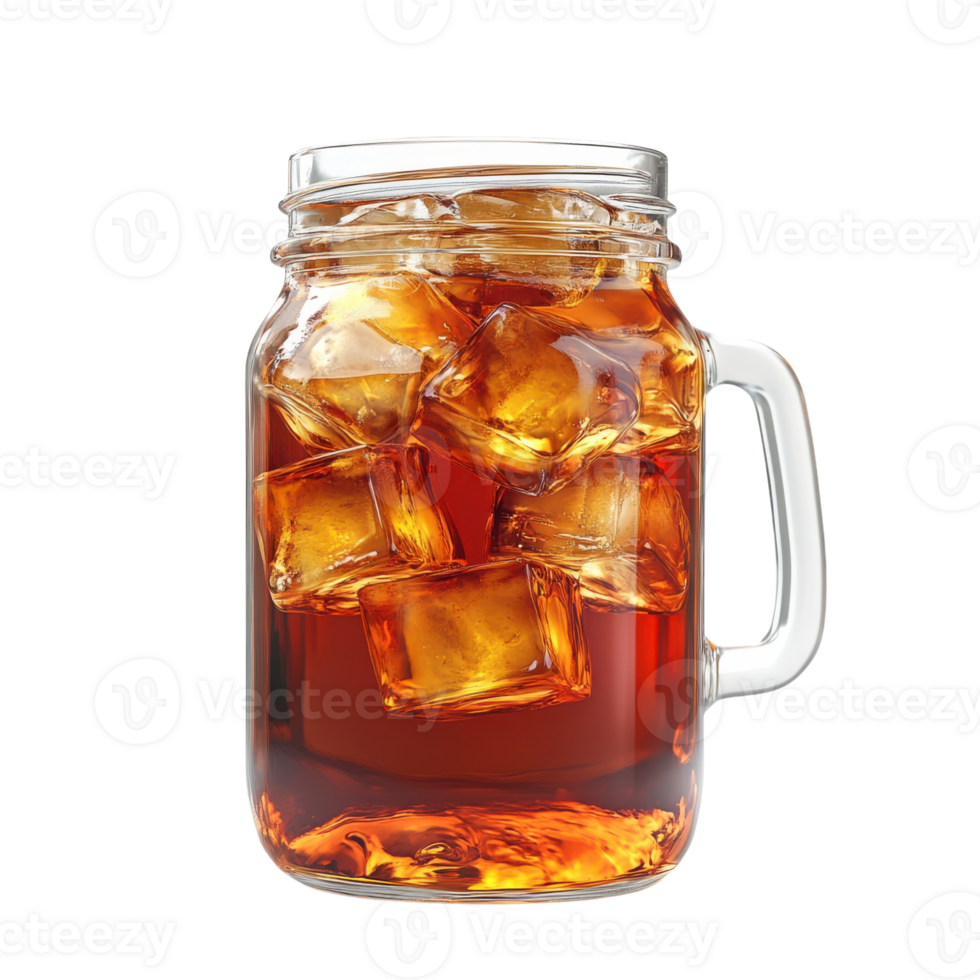 Freshly Brewed Coffee in Glass Jar on transparent background. png