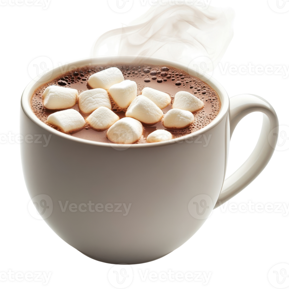 Warm Cocoa in White Mug on transparent background. png