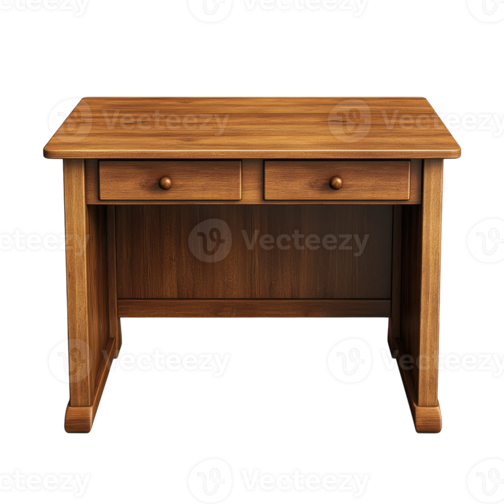 Wooden Desk for Home Office on transparent background. png