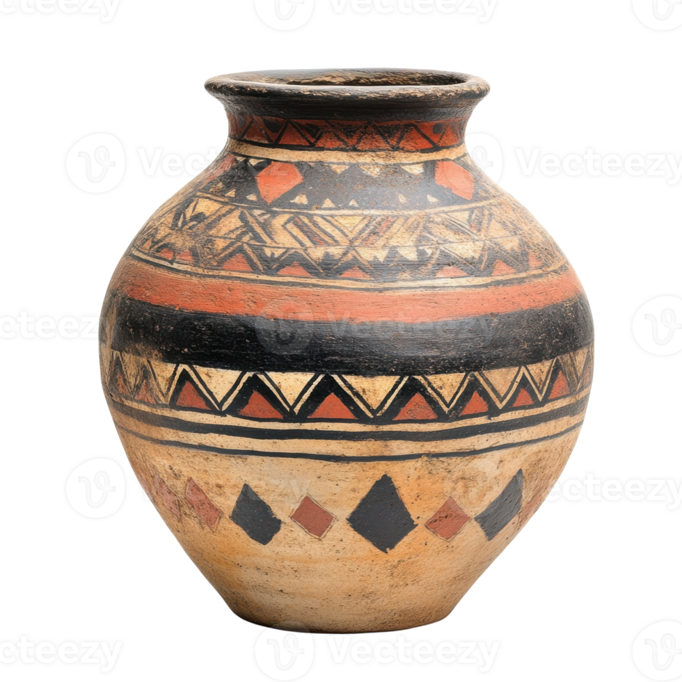 Ancient Pottery Vessel on White on transparent background. png