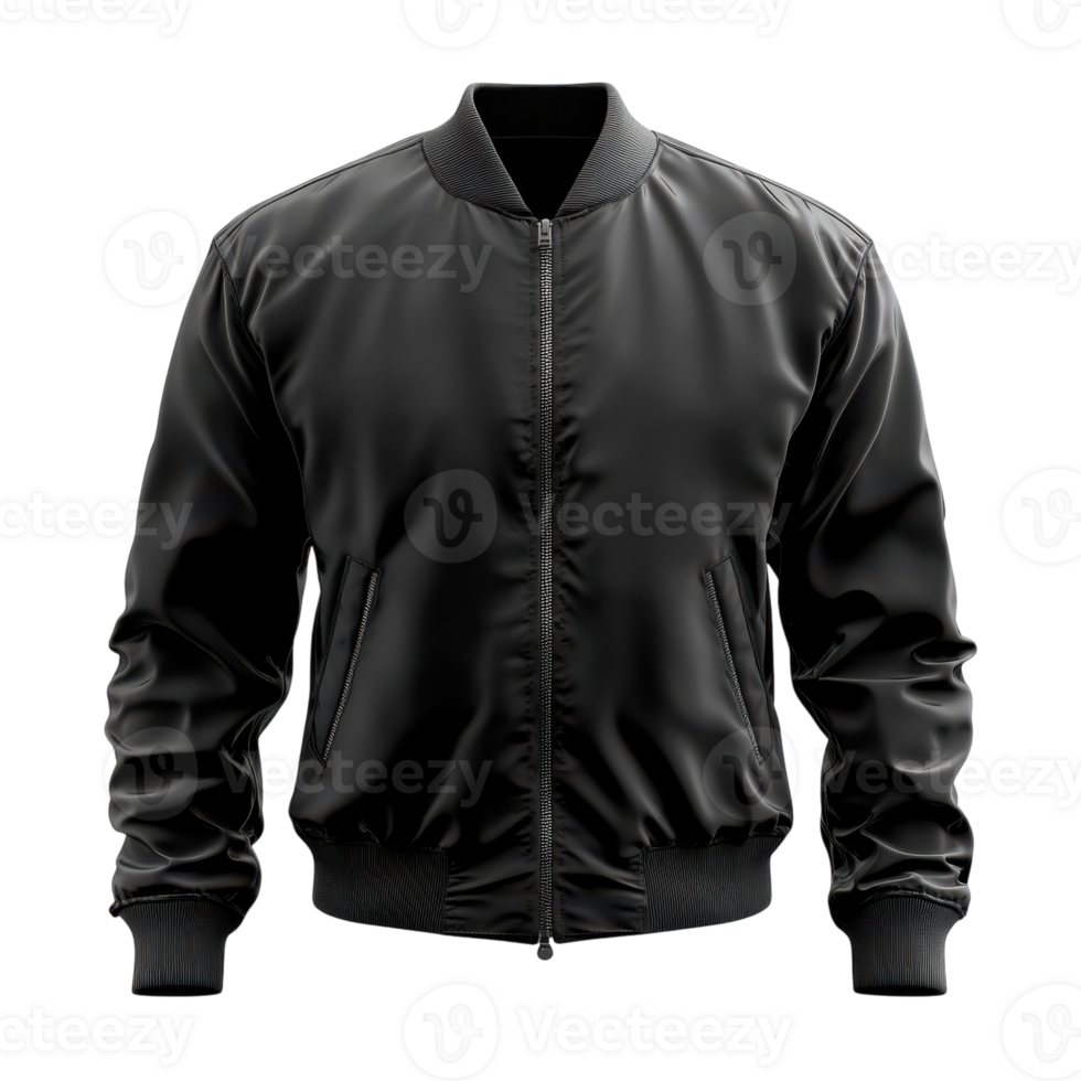 Black Jacket Mockup Design on transparent background. png