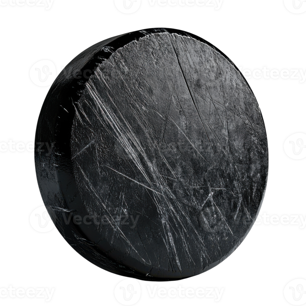 Black Ice Hockey Puck Texture on transparent background. png