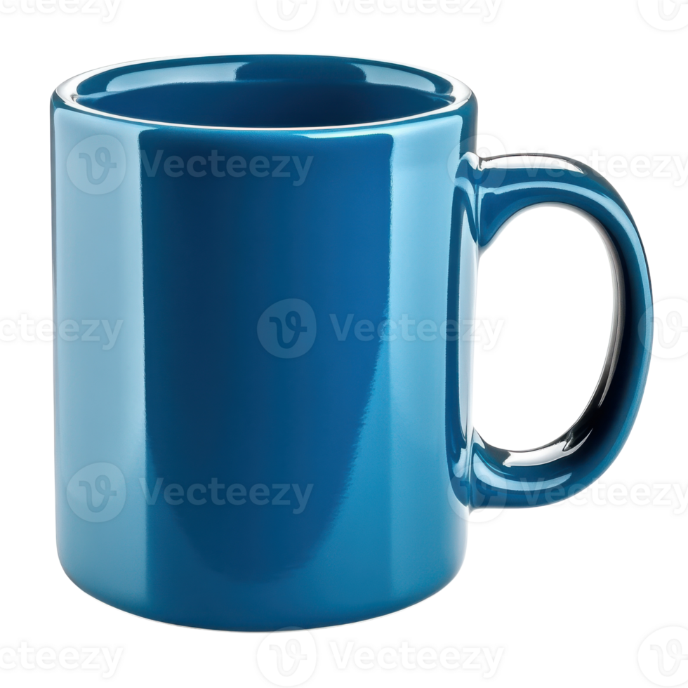 Blue Coffee Mug on White on transparent background. png