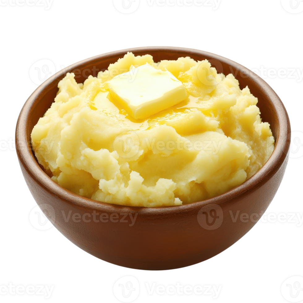Delicious Mashed Potatoes with Butter on transparent background. png