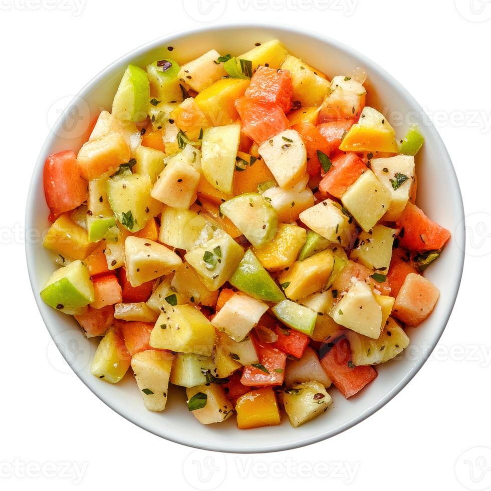 Delicious Fruit Salad in a Bowl on transparent background. png