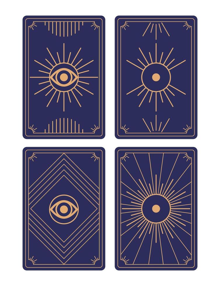 Tarot cards with occult symbols. Magic, mystic and esoteric tarot cards. Astrology or sacred geometry. illustration. vector