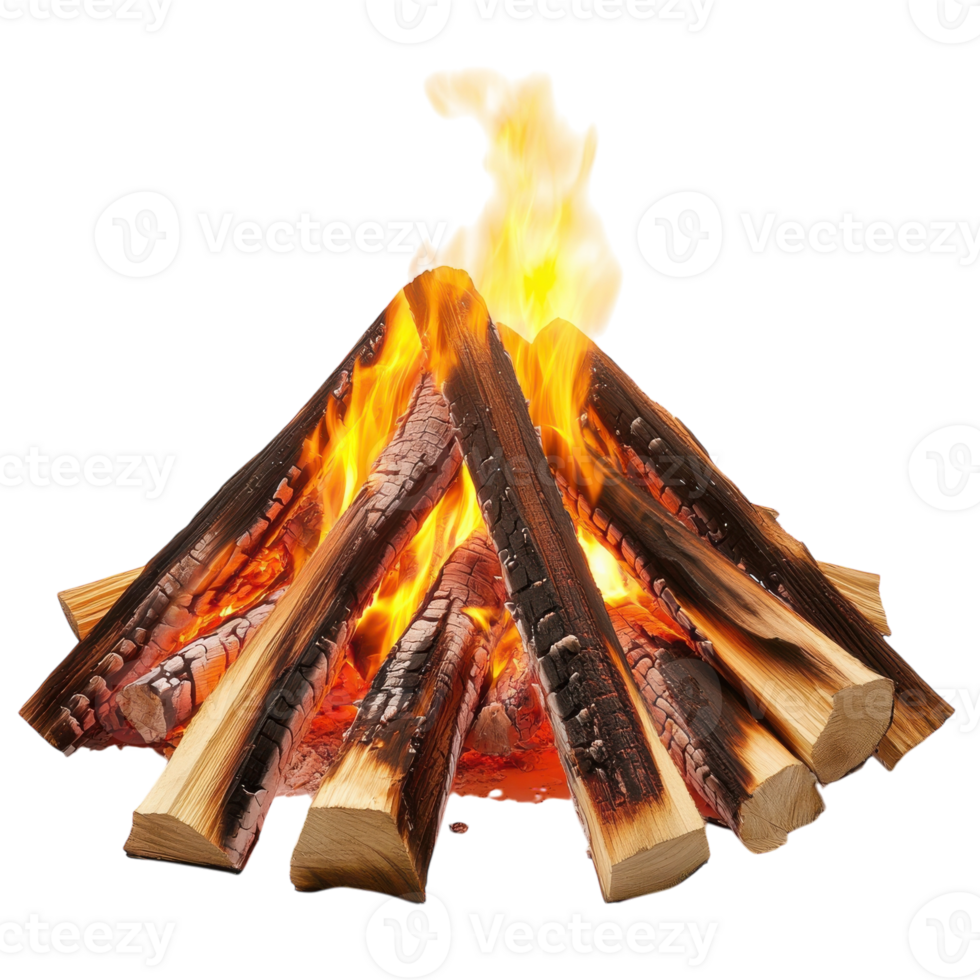Burning Fire Isolated on White on transparent background. png