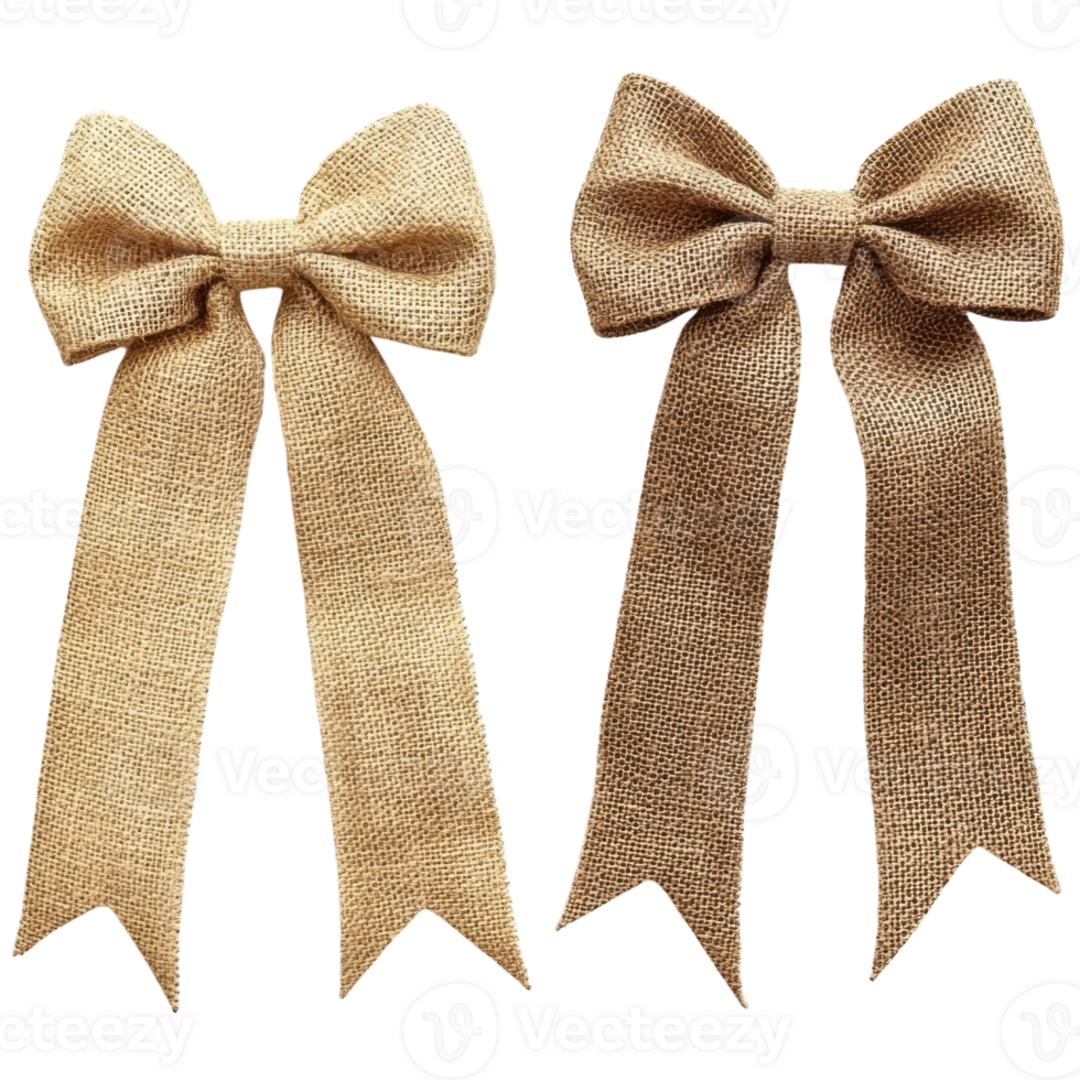 Burlap Bows Rustic Wedding Decoration on transparent background. png