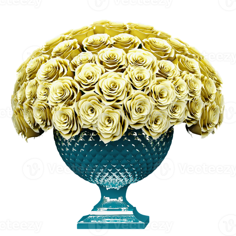 3d illustration of Rosa bonica Meidomonac in vase isolated on transparent canvas png