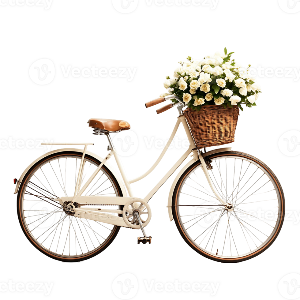 White Bicycle With Flowers png