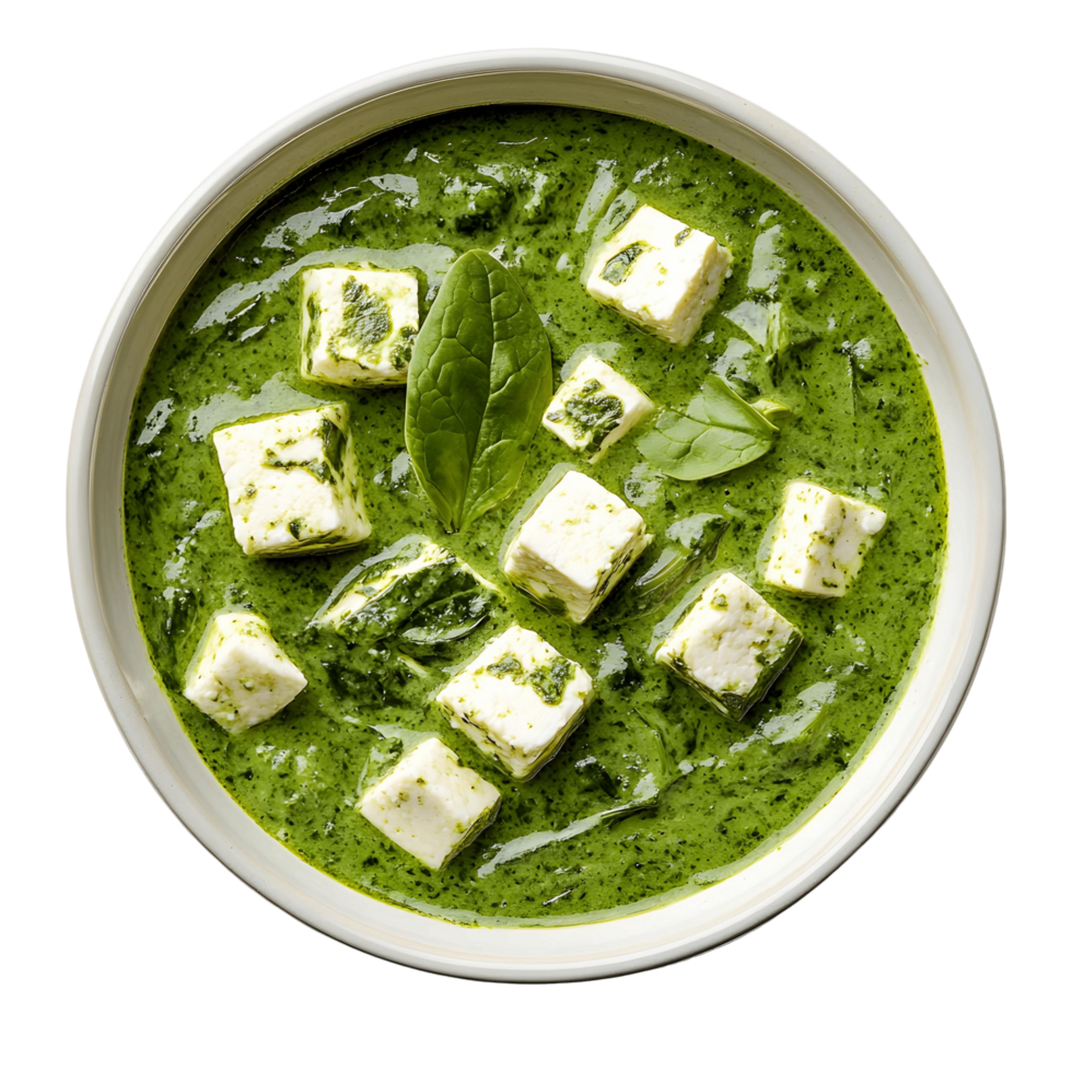 Spinach and Paneer Curry Palak Paneer Bowl png