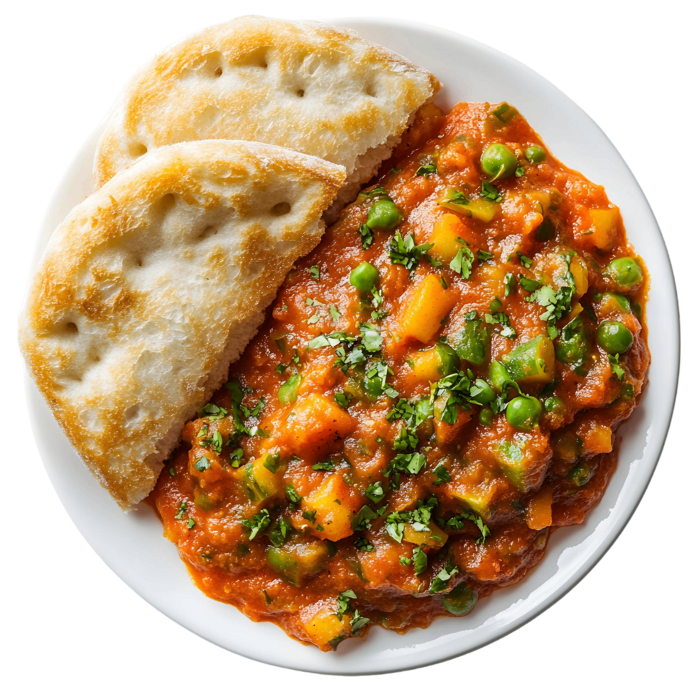Flavorful Bhaji Served with Buttered Bread png