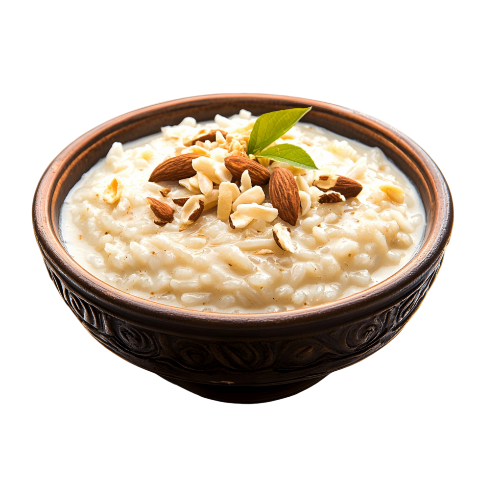 Creamy Rice Dessert with Saffron and Nuts png