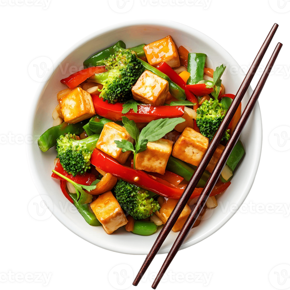 Authentic Chinese Tofu Stir Fry with Colorful Veggies png