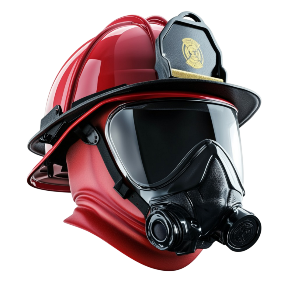 Firefighter Helmet with Gas Mask on Transparent Background png