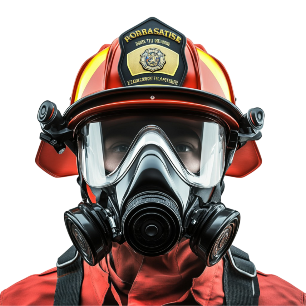 Firefighter with Gas Mask and Helmet png