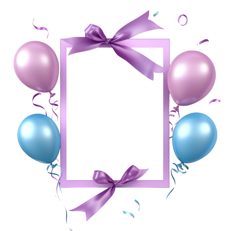 Birthday Frame with Balloons and Ribbons png