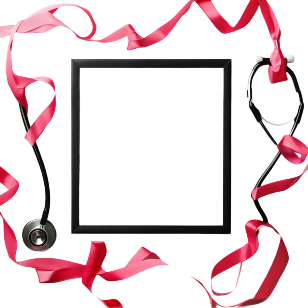 Frame with Stethoscope and Ribbon png