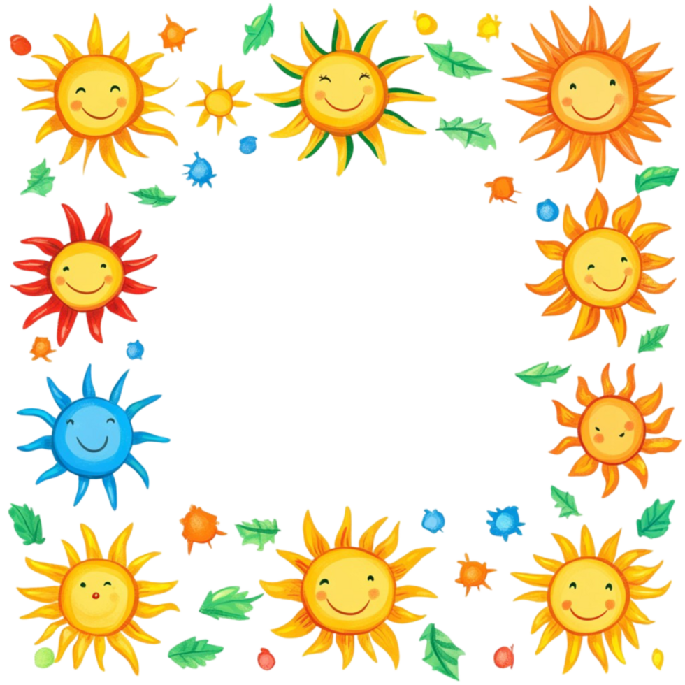 Cartoon Suns and Leaves png