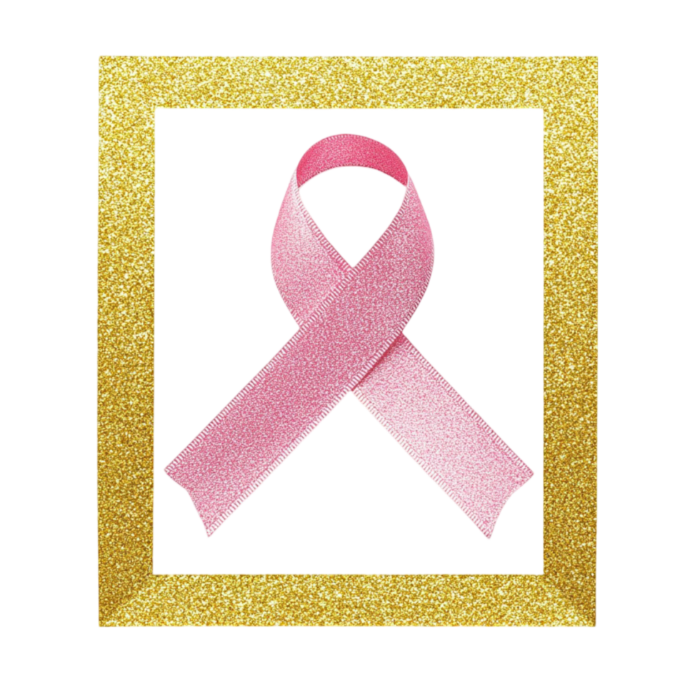 Pink Ribbon in Gold Frame png