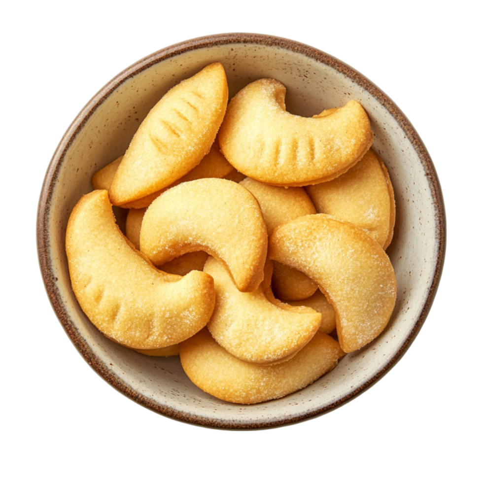 Golden Crescent Pastries in Bowl png