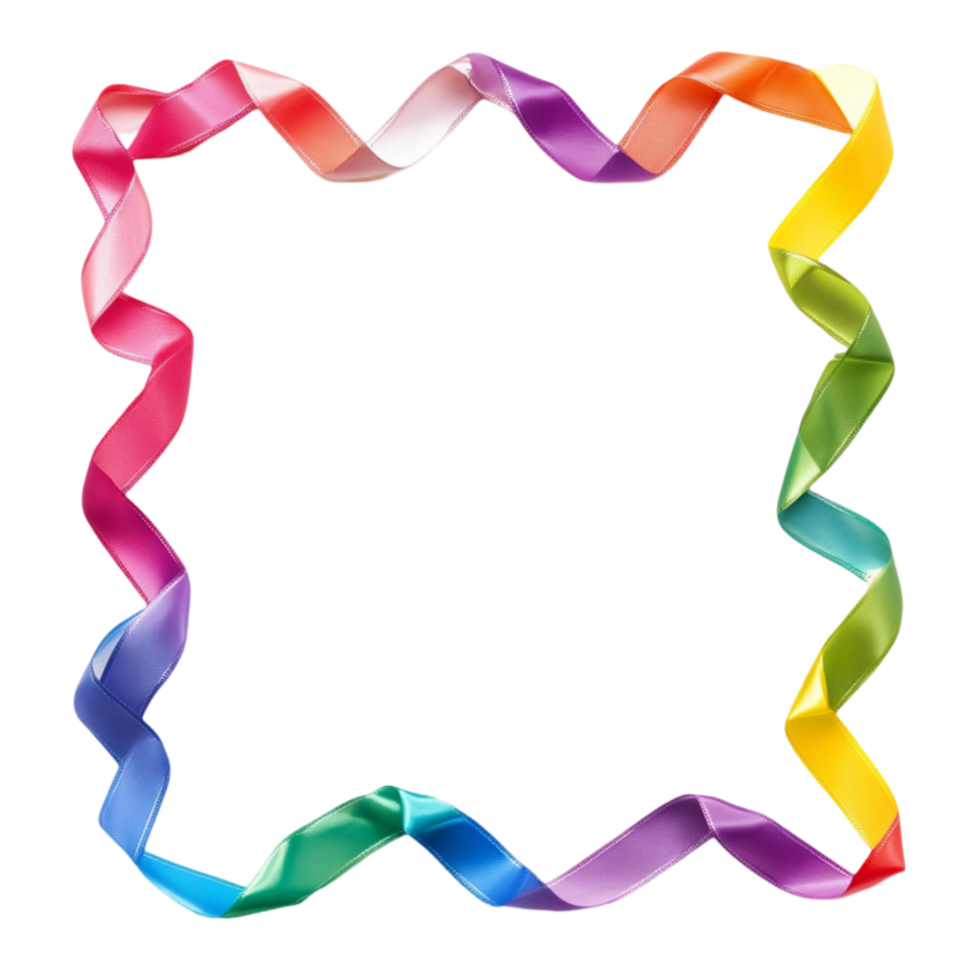 Ribbon Border Frame with Rainbow Colors png