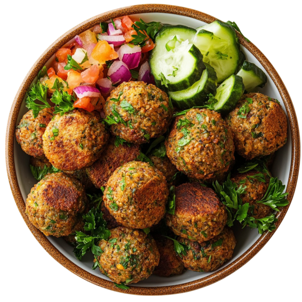 Platter of Falafel with Salad png