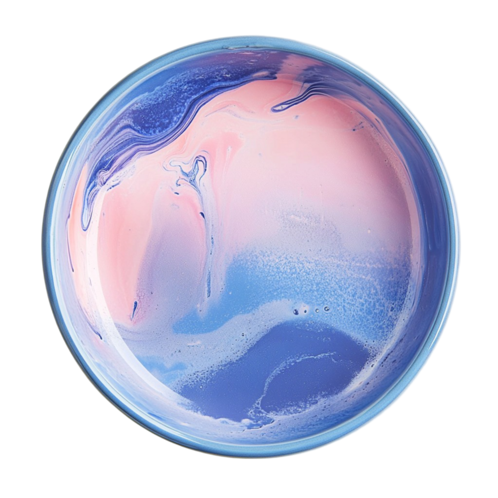 Blue and Pink Bowl with Swirl of Paint png