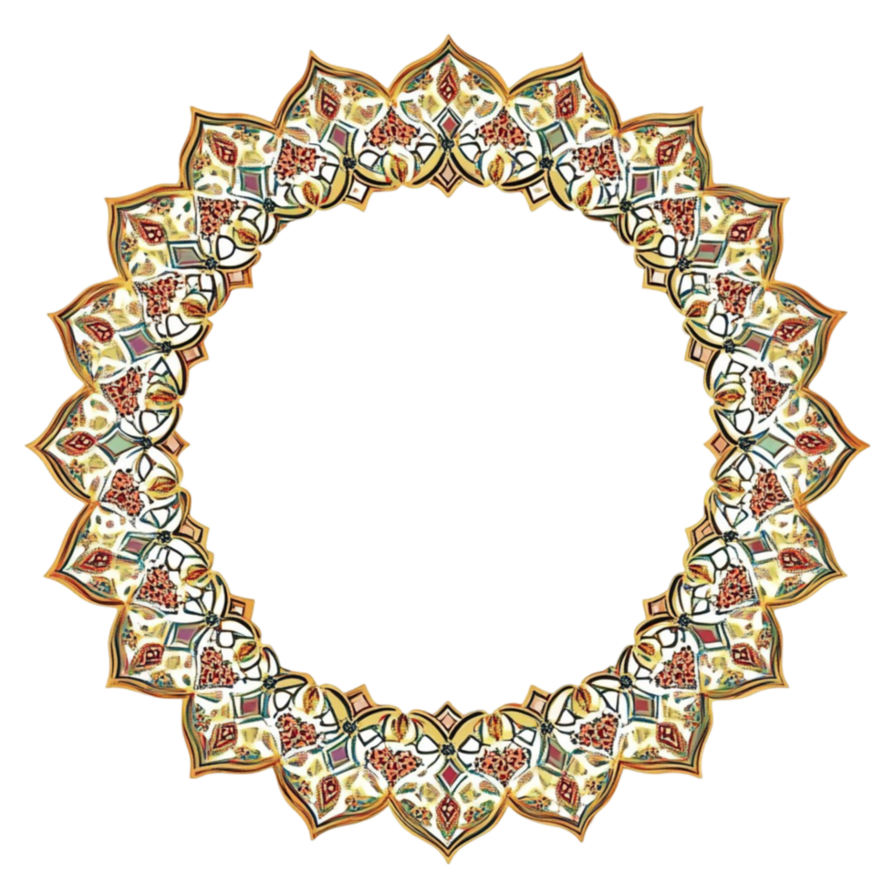 Ornate Circular Frame with Floral Pattern png