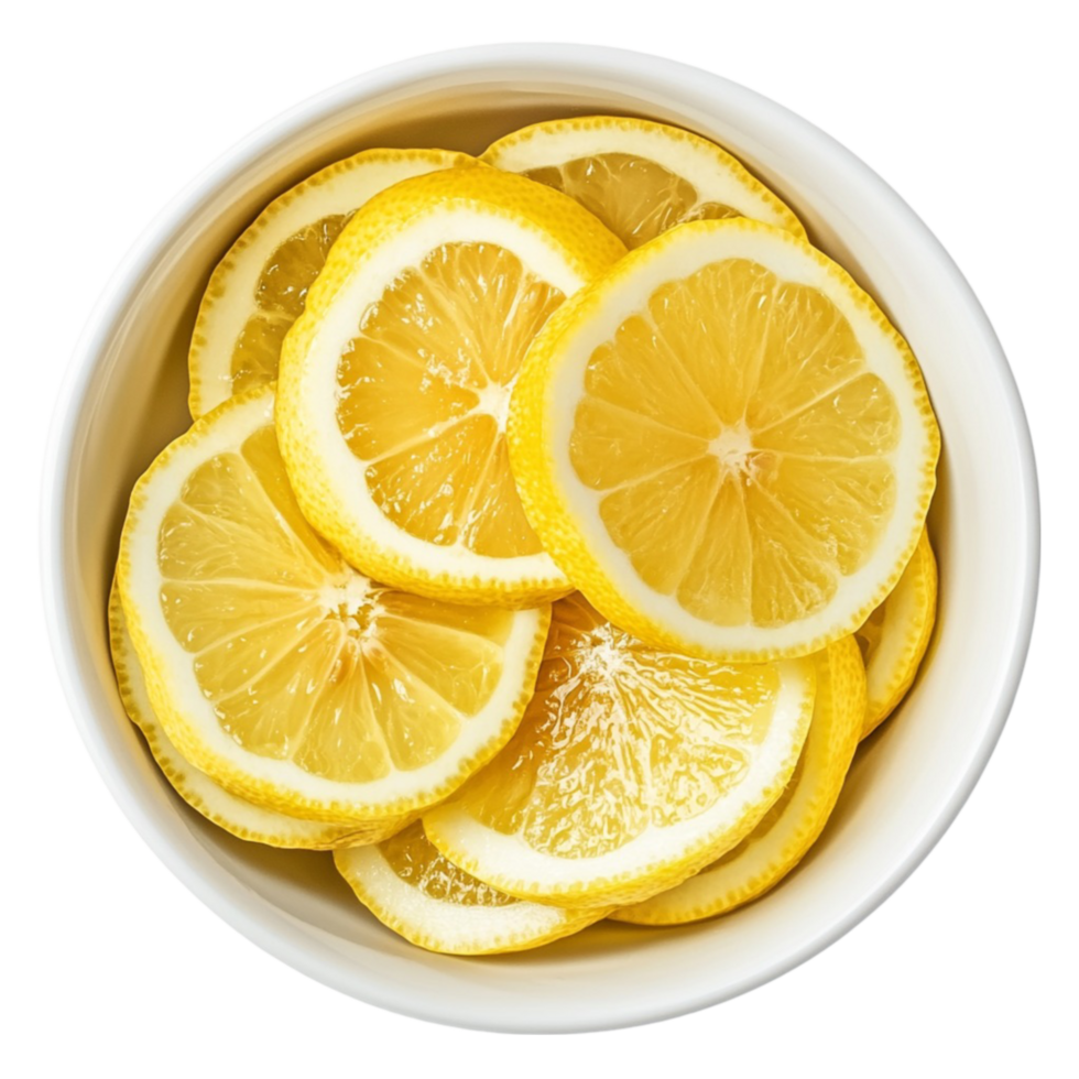 Sliced Lemon in White Bowl png