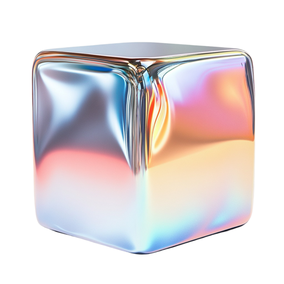 Shiny Cube with Rainbow Colored Reflection png