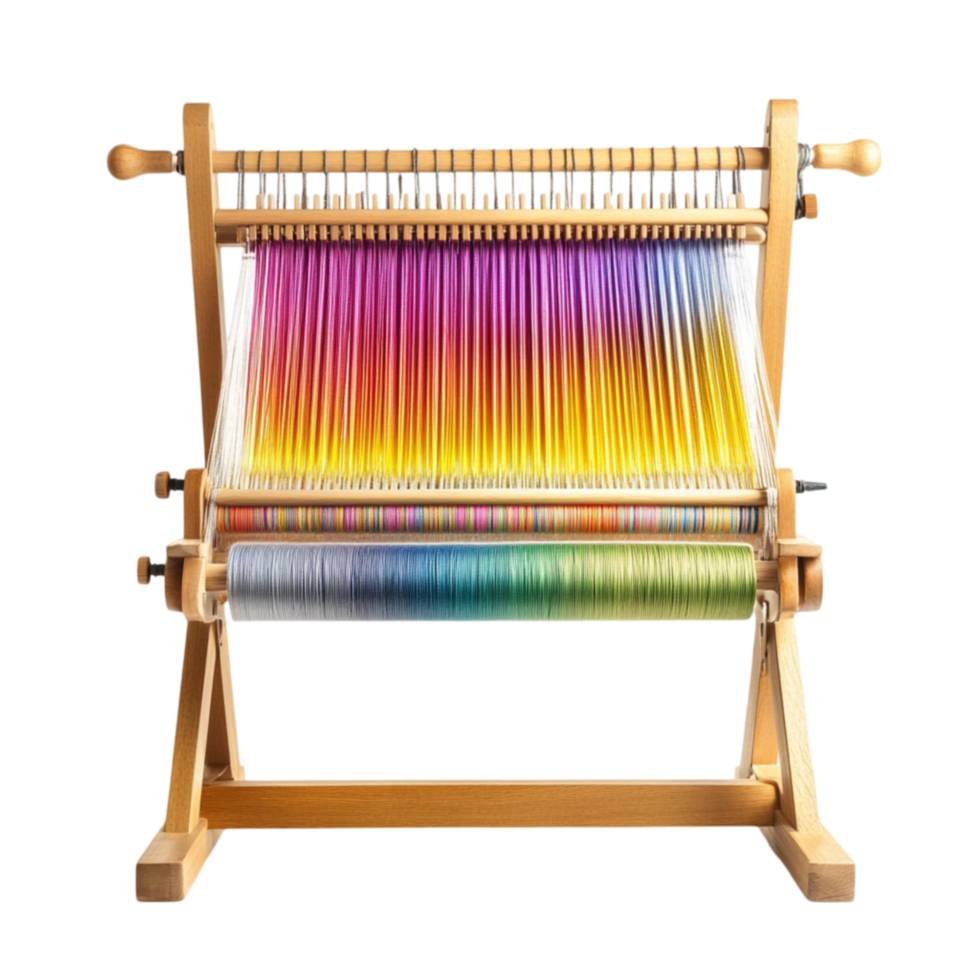 Weaving Machine with Rainbow Colored Thread png