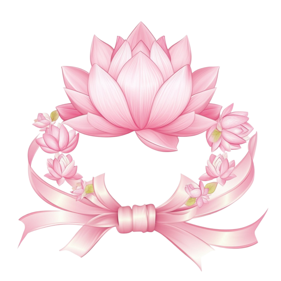 Pink Lotus Flower with Bow png