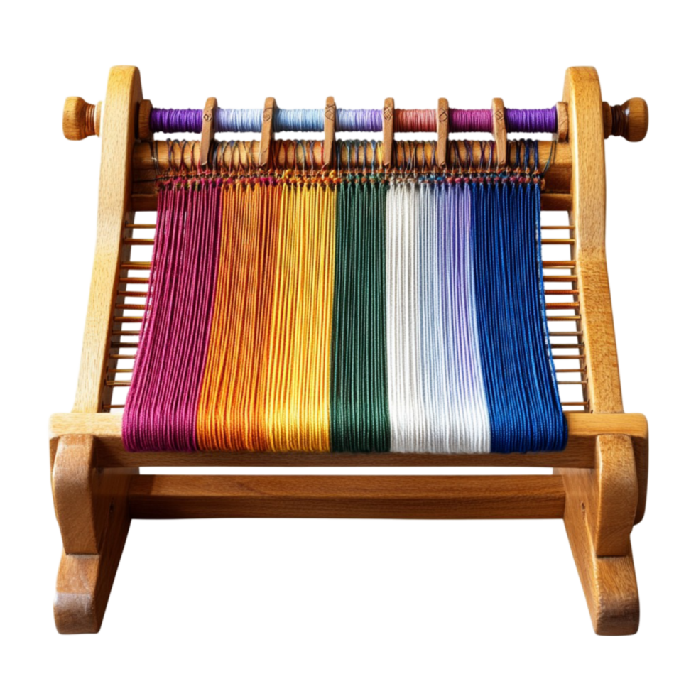 Wooden Loom with Rainbow of Colors png