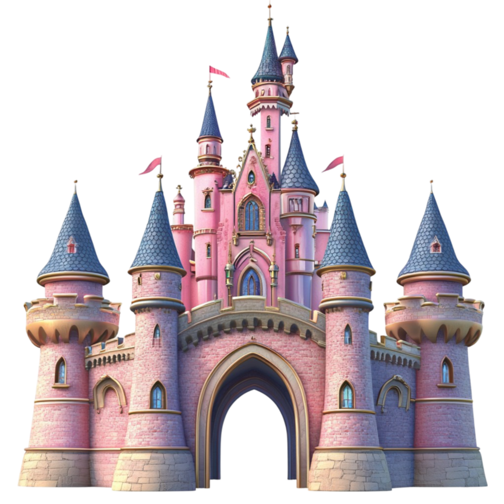 Castle with Pink Tower and Turrets png