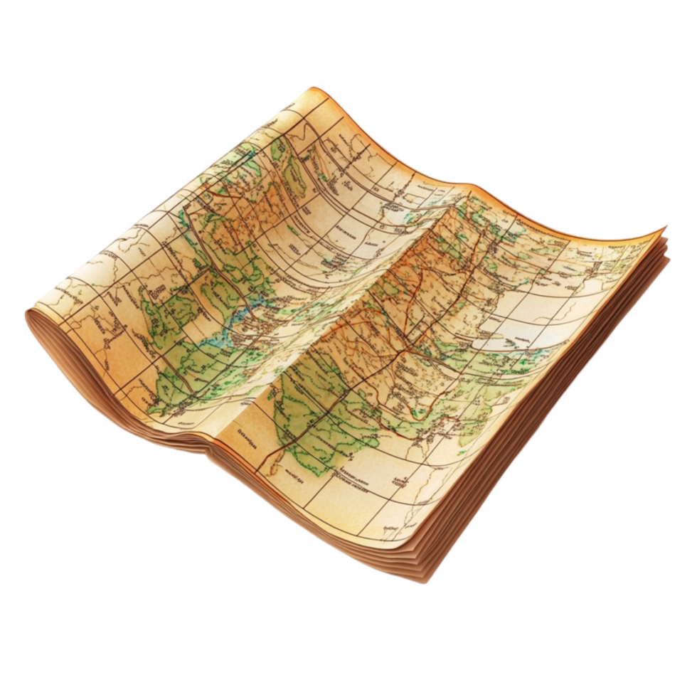 Old Map on Transparent Background png