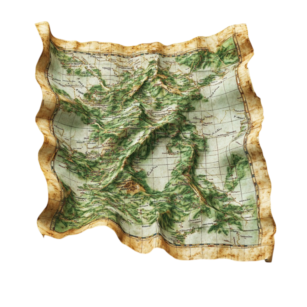 World Map Printed on Piece of Cloth png