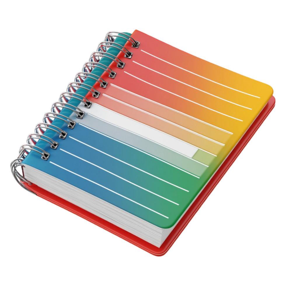 Colorful Notebook with Spiral Binding png