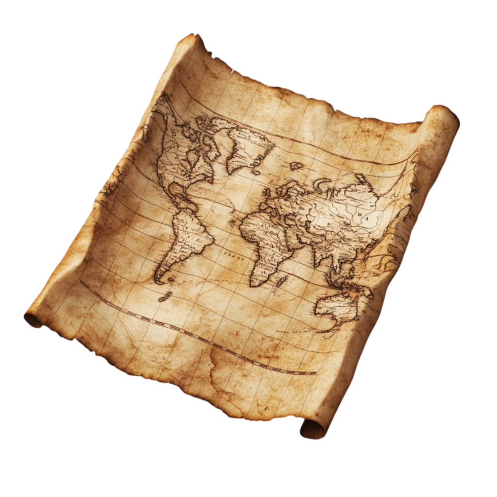 Old World Map on Scroll png