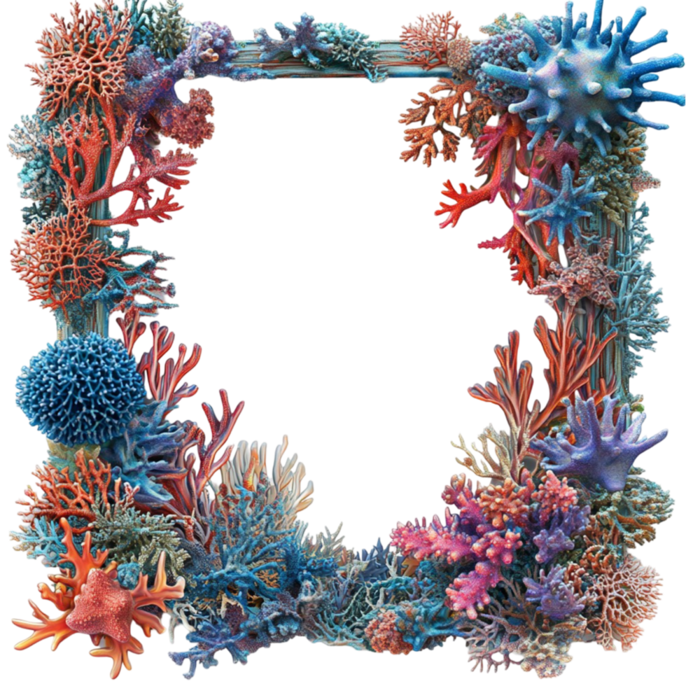 Coral and Sea Life Frame on Transparent Background png