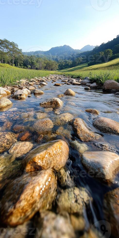 A river with rocks in it photo