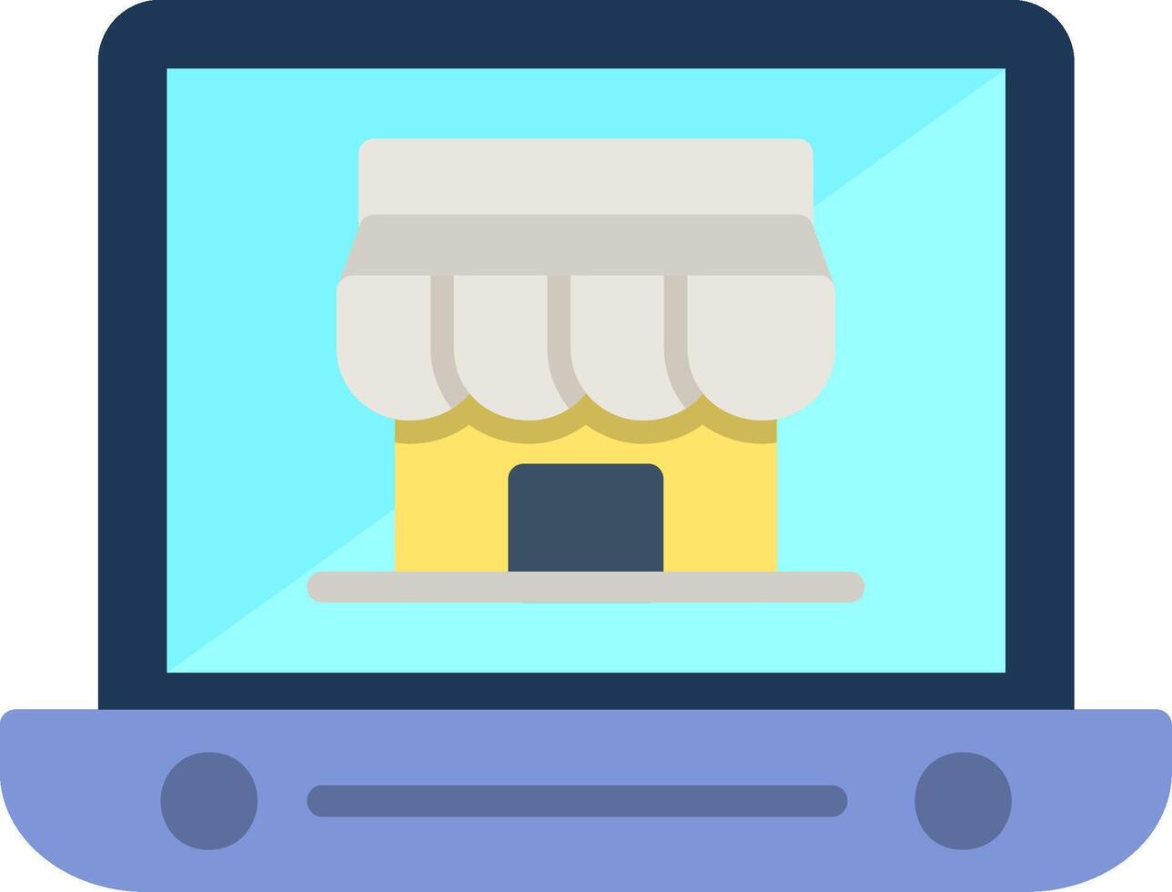 Online Two Color Store Flat Illustration Icon Design vector