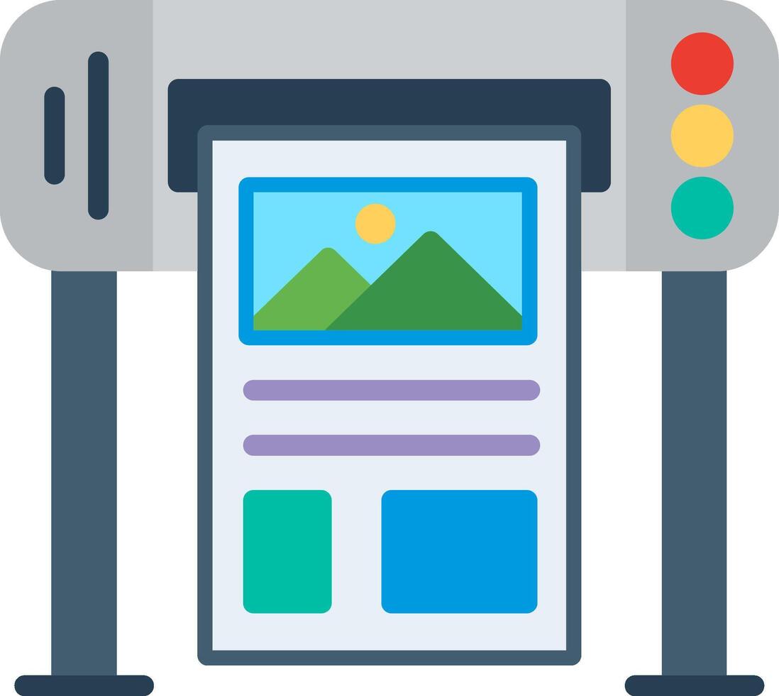 Plotter Flat Illustration Icon Design vector