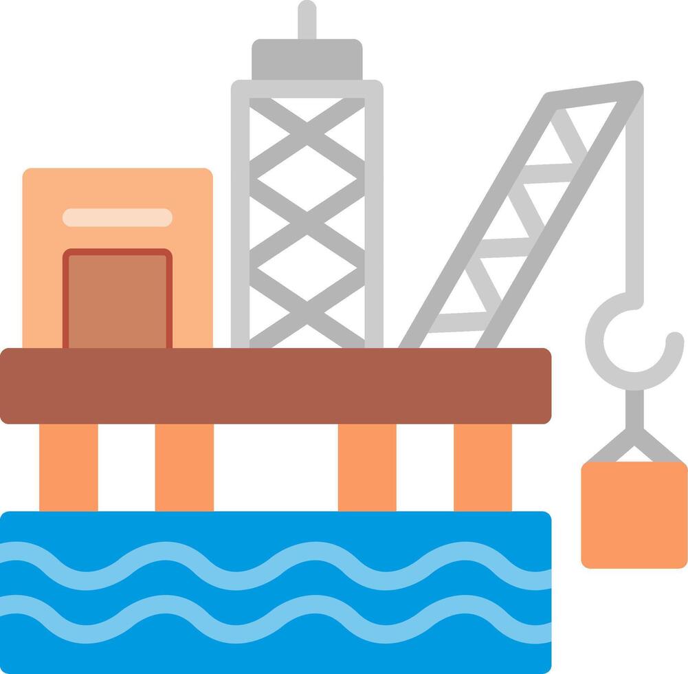 Oil Platform Flat Illustration Icon Design vector