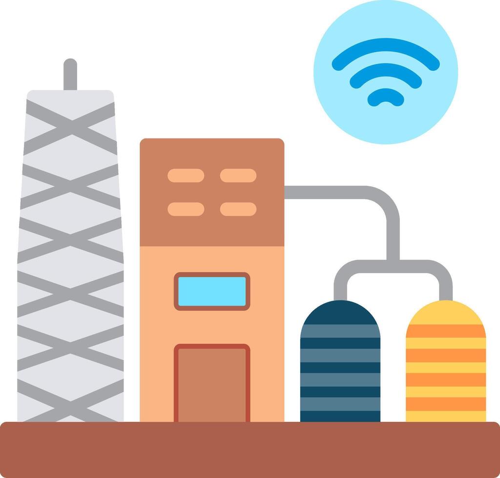 Oil Refinery Flat Illustration Icon Design vector