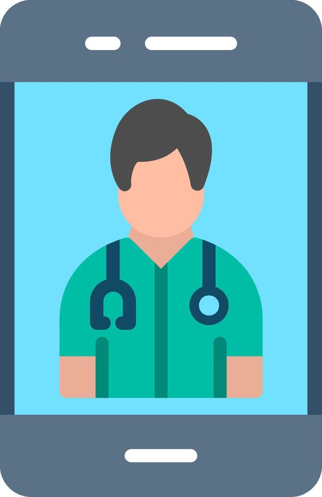 Online Two Color Doctor Flat Illustration Icon Design vector